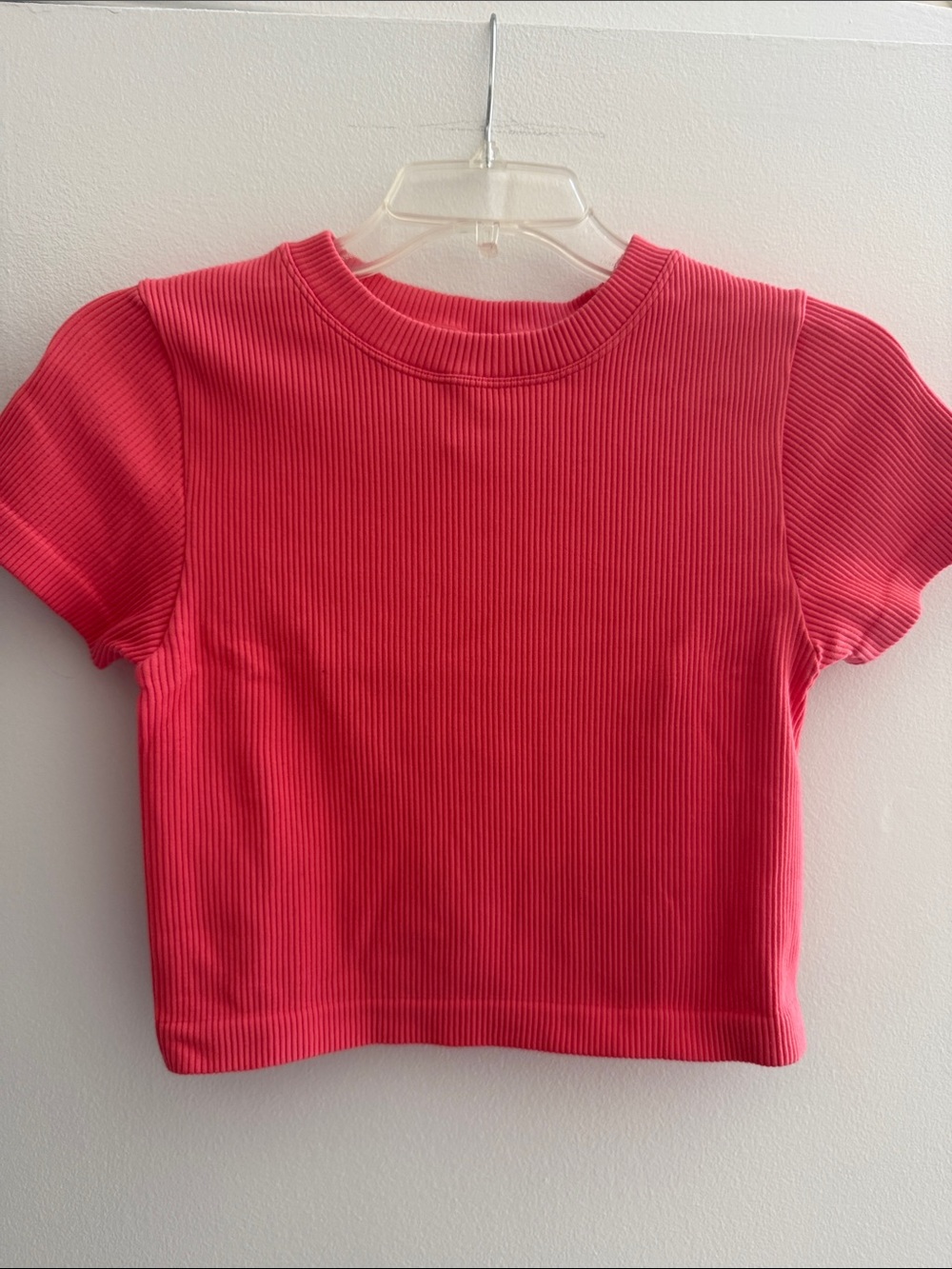 NWOT JoyLab Ribbed Crewneck Salmon Crop Top